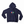 Front view of the Navy Saucisse Colour Me Dachshund unisex hoodie, with a compact colourful striped dachshund print and white Saucisse signature.