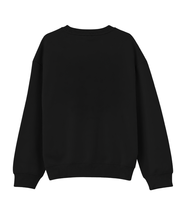 Plain back of the Black Saucisse Colour Me Dachshund unisex sweater, with no back print.