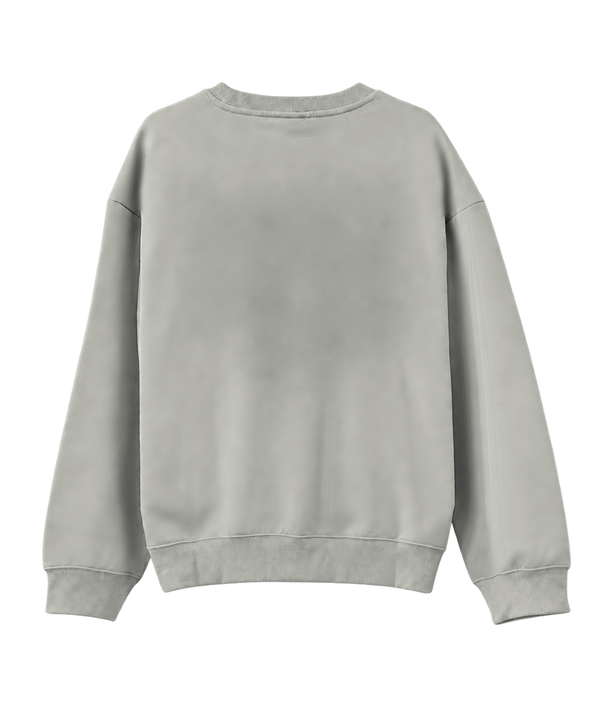 Plain back of the Moon Grey Heather Saucisse Colour Me Dachshund unisex sweater, with no back print.
