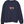 Front view of the Navy Saucisse Colour Me Dachshund unisex sweater, with a compact colourful striped dachshund print and white Saucisse signature.