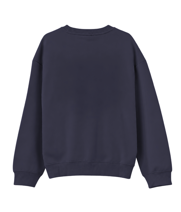 Plain back of the Navy Saucisse Colour Me Dachshund unisex sweater, with no back print.