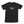Front view of the Black Saucisse Colour Me Dachshund unisex T-shirt, with a compact colourful striped dachshund print and white Saucisse signature.