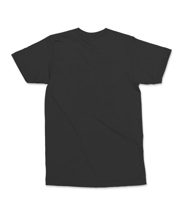 Plain back of the Black Saucisse Colour Me Dachshund unisex T-shirt, with no back print.
