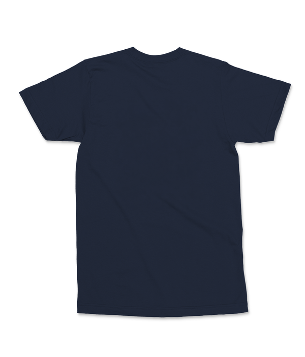Plain back of the French Navy Saucisse Colour Me Dachshund unisex T-shirt, with no back print.