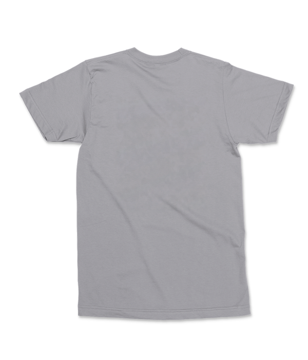 Plain back of the Heather Grey Saucisse Colour Me Dachshund unisex T-shirt, with no back print.