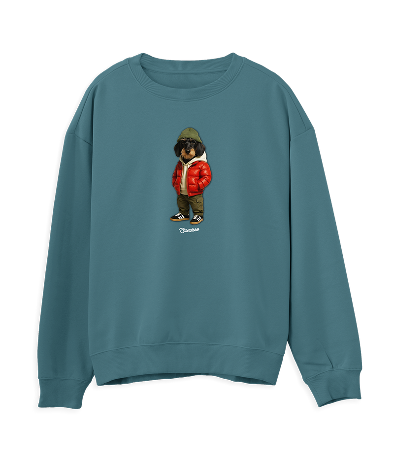 Saucisse - Wire Haired - Red Puffer Dog - Sweater
