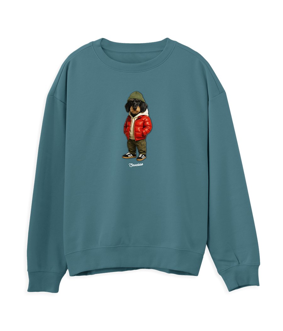 Saucisse - Wire Haired - Red Puffer Dog - Sweater