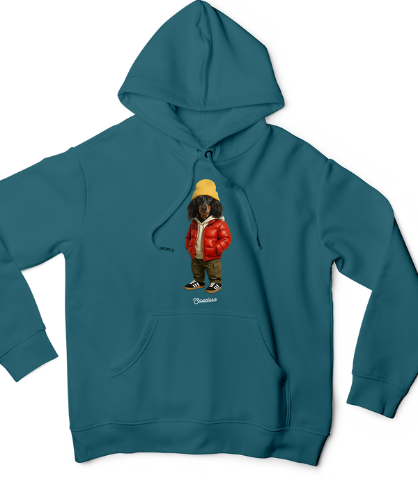 Saucisse Long Haired - Red Puffer Dog - Hoodie