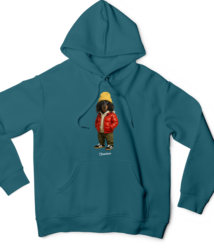Saucisse Long Haired - Red Puffer Dog - Hoodie