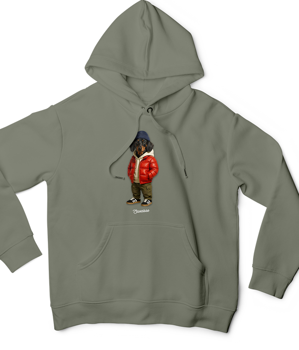 Saucisse Short Haired - Red Puffer Dog - Hoodie