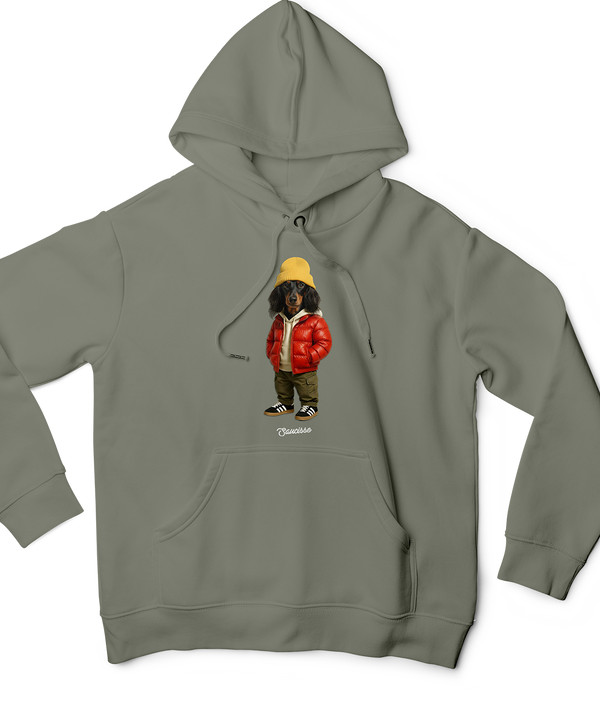 Saucisse Long Haired - Red Puffer Dog - Hoodie