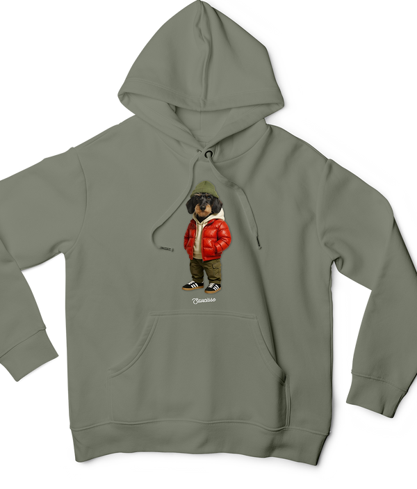 Saucisse Wired Haired - Red Puffer Dog - Hoodie