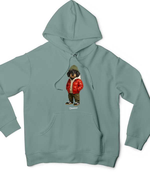 Saucisse Wired Haired - Red Puffer Dog - Hoodie