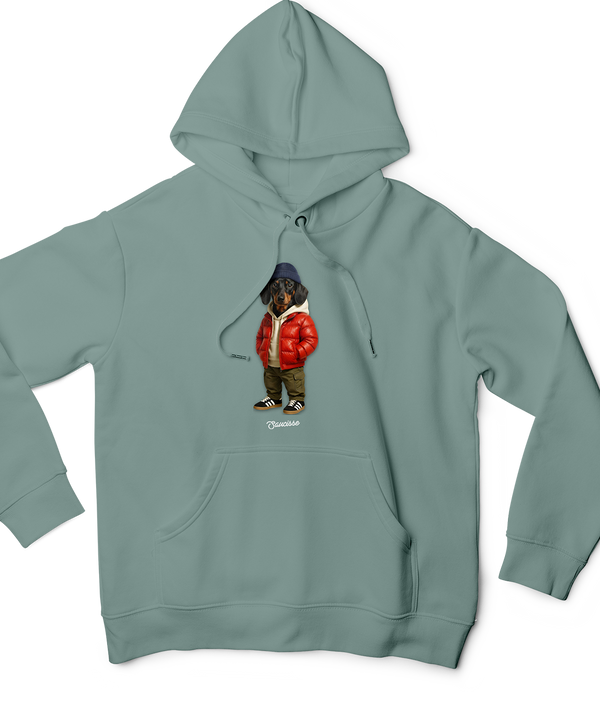 Saucisse Short Haired - Red Puffer Dog - Hoodie