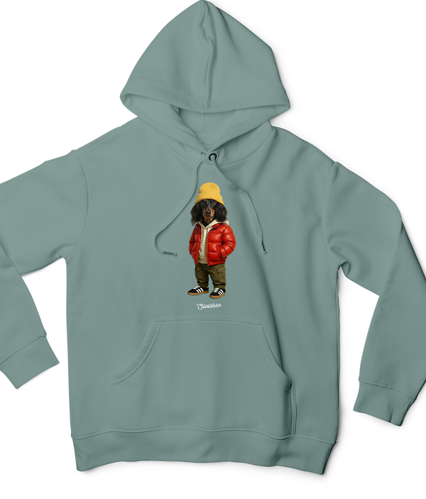 Saucisse Long Haired - Red Puffer Dog - Hoodie