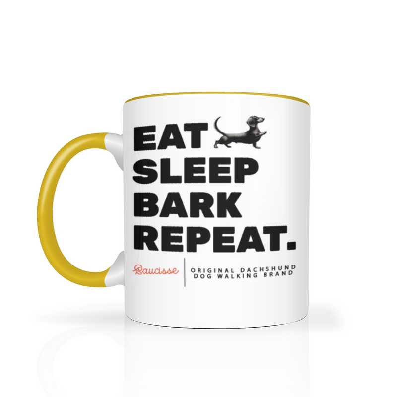 Saucisse - Eat, Sleep, Bark, Repeat - High Gloss Coloured Mug