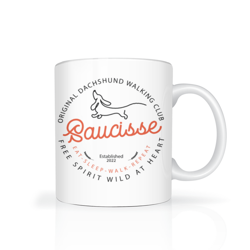 Saucisse - Original Dachshund Dog Walking Club - High Gloss Coloured Mug