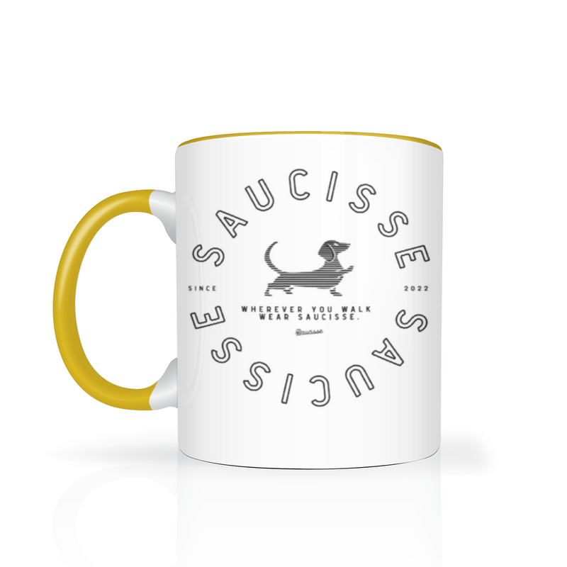 Wherever you walk, wear Saucisse! - High Gloss Coloured Mug