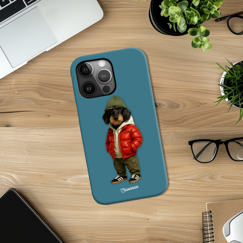 Saucisse - Wire haired - Red Puffer Dog - High Gloss Phone Case