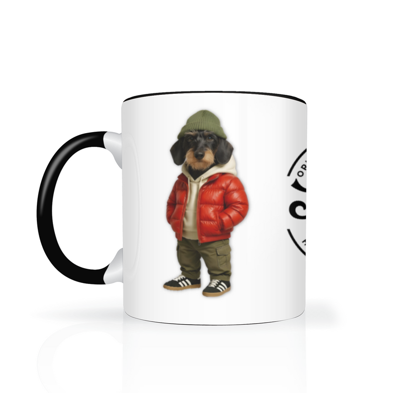Saucisse - Red Puffer Coat - Wire Haired - Mug
