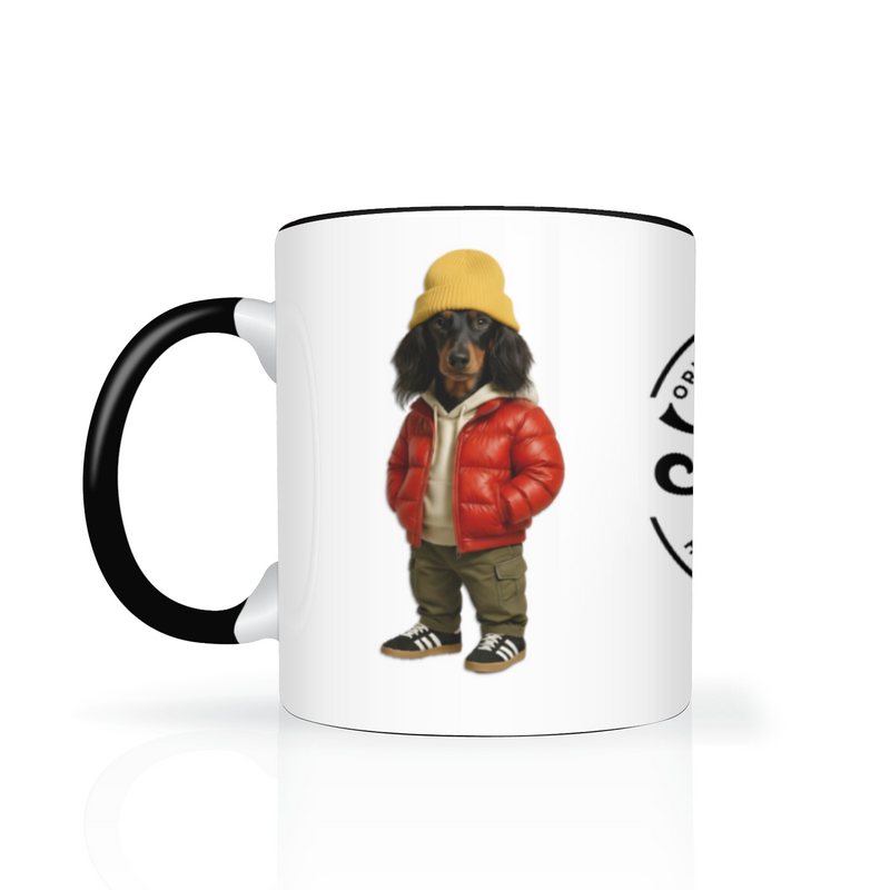 Saucisse - Red Puffer Coat - Long Haired - Mug