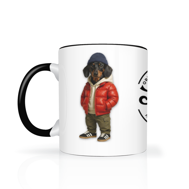 Saucisse - Red Puffer Coat - Short Haired - Mug