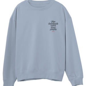Aquamarine Saucisse I Like Dachshunds More Than People unisex sweater, front view with a small left-chest print and red signature.