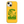 Saucisse yellow case with green dachshund artwork and Slow Walks Coffee Club lettering, showing the printed back and model-specific camera opening.