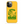 Saucisse yellow case with green dachshund artwork and Slow Walks Coffee Club lettering, showing the printed back and model-specific camera opening.