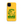Saucisse yellow case with green dachshund artwork and Slow Walks Coffee Club lettering, showing the printed back and model-specific camera opening.