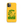 Saucisse yellow case with green dachshund artwork and Slow Walks Coffee Club lettering, showing the printed back and model-specific camera opening.