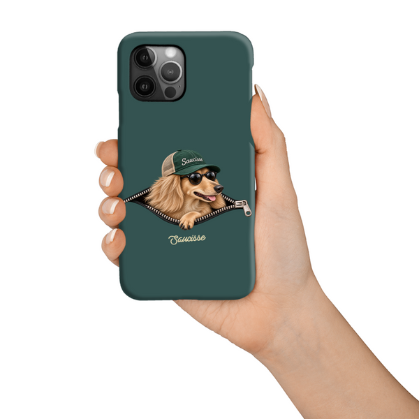 Saucisse Dachshund Unzipped - Long Haired - High Gloss Phone Case