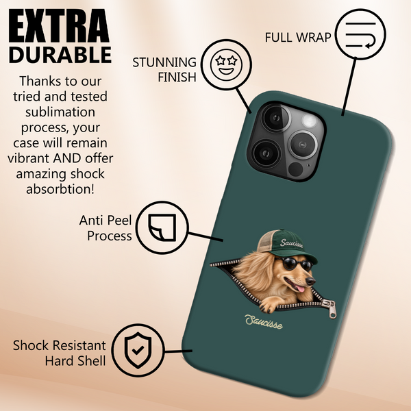 Saucisse Dachshund Unzipped - Long Haired - High Gloss Phone Case