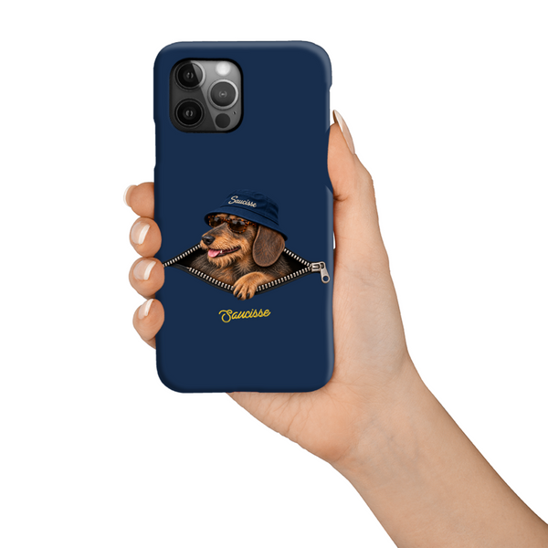 Saucisse Dachshund Unzipped - Wire Haired - High Gloss Phone Case