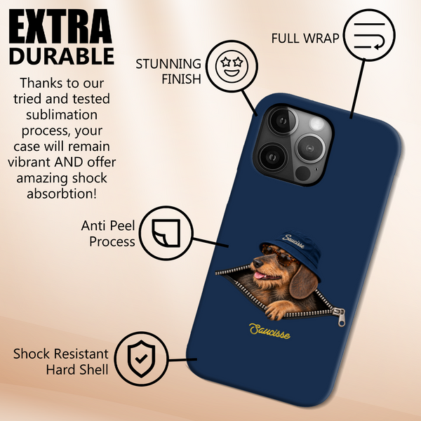 Saucisse Dachshund Unzipped - Wire Haired - High Gloss Phone Case