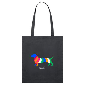 Saucisse Colour Me Dachshund small tote bag with long carry handles.