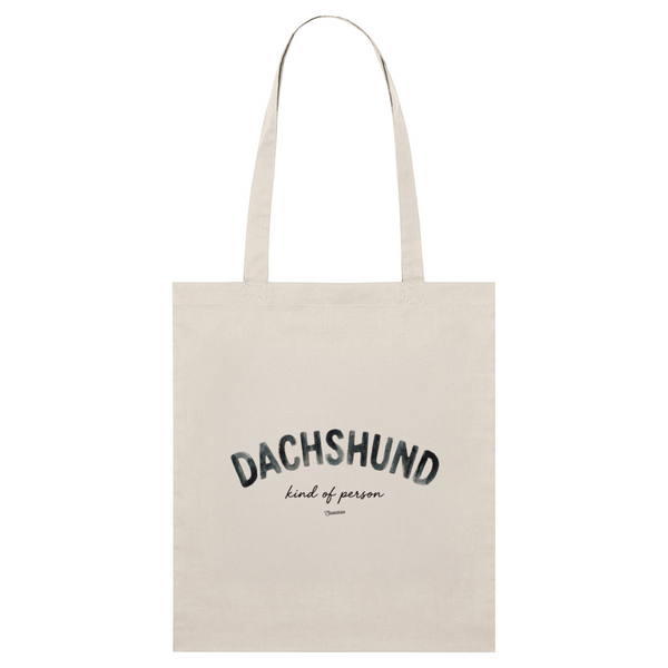 Natural Raw organic cotton Dachshund Kind of Person small tote bag with long handles