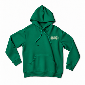 Saucisse - Dachshund Apparel - Made in England unisex hoodie, gemstone green, front