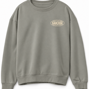 Saucisse - Dachshund Apparel - Made in England unisex sweater, almond green, front