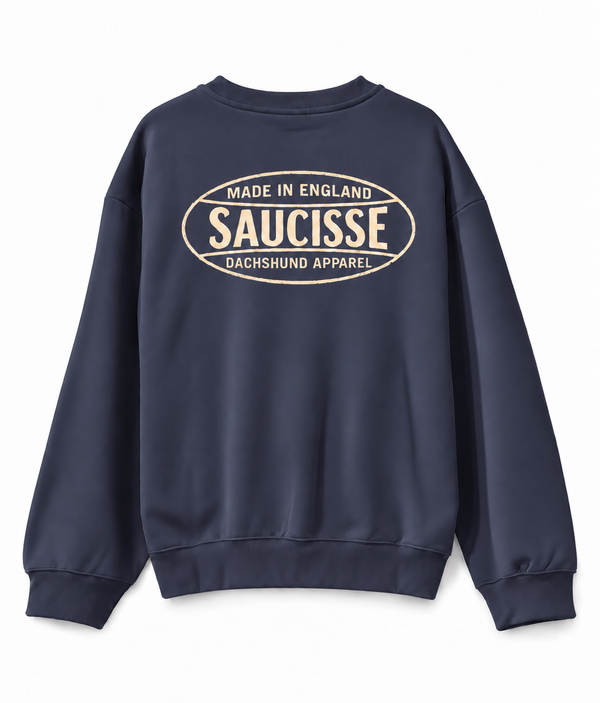 Saucisse - Dachshund Apparel - Made in England unisex sweater, navy, back