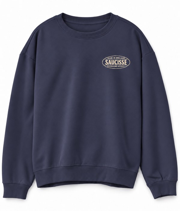 Saucisse - Dachshund Apparel - Made in England unisex sweater, navy, front