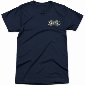 Saucisse - Dachshund Apparel - Made in England unisex t-shirt, french navy, front