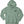 Saucisse Manchester England unisex hoodie in Jade Green, front view showing small black Dachshund Apparel chest print and matching drawcords.