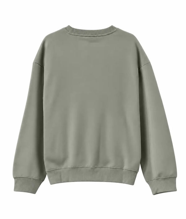 Plain back view of the Saucisse Dachshunds & Wine sweater in Almond Green.