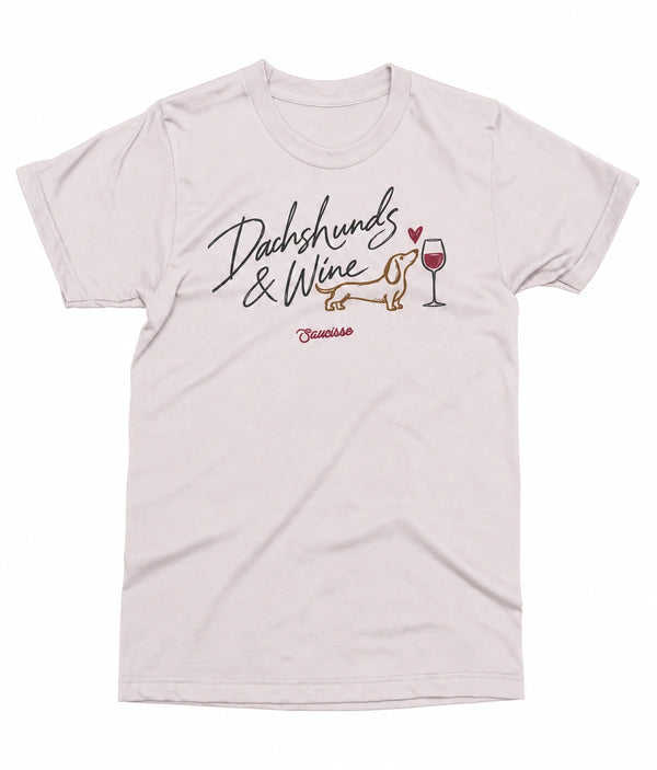Saucisse Dachshunds & Wine women's T-shirt in Vintage White, front view