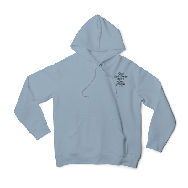 I Like Dachshunds More Than People hoodie in Native Spirit Aquamarine, approved front mockup