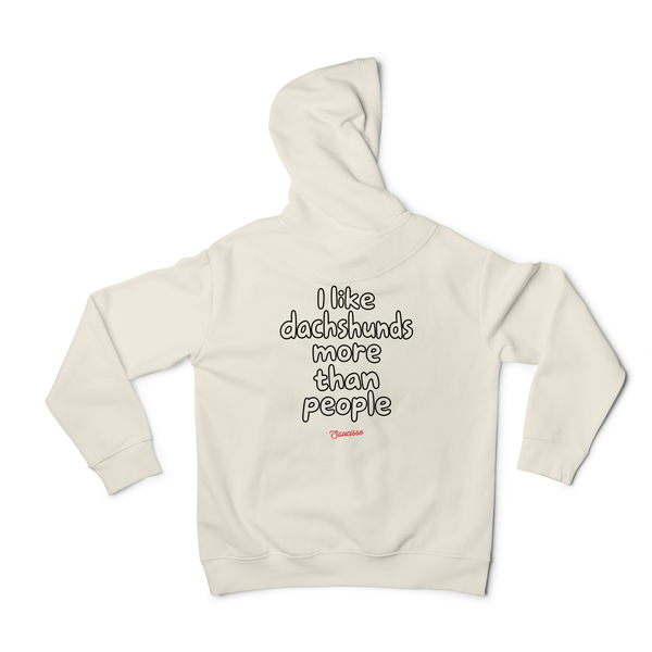 I Like Dachshunds More Than People hoodie in Native Spirit Ivory, approved back mockup