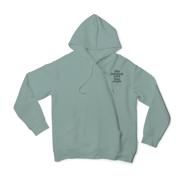 I Like Dachshunds More Than People hoodie in Native Spirit Jade Green, approved front mockup