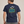 Model wearing the Saucisse Dachshunds Are the New Influencers French Navy T-shirt in a neutral studio, rear view showing the smaller centred back print