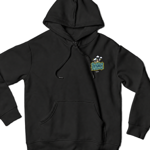 Black Saucisse Dachshunds Are the New Influencers unisex hoodie, front view with smaller left-chest print